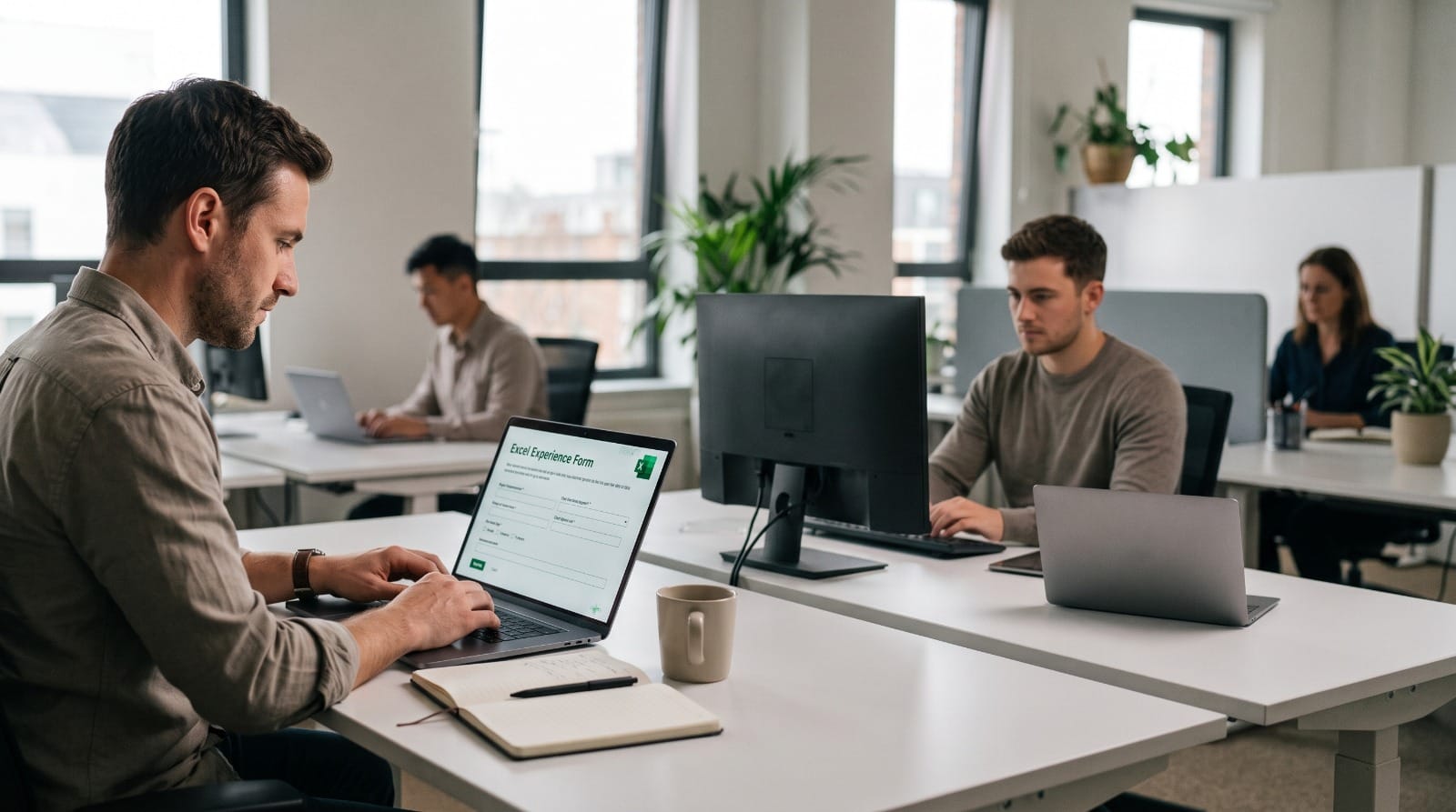 Illustration of staff member completing an Excel experience form