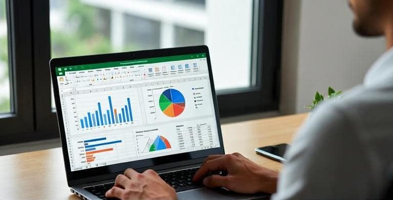 Illustration of laptop spreadsheet practice