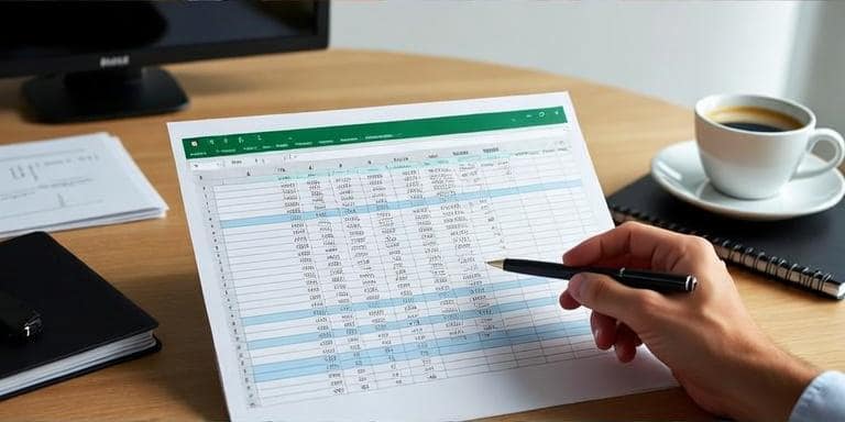Illustration of printed spreadsheet preparation